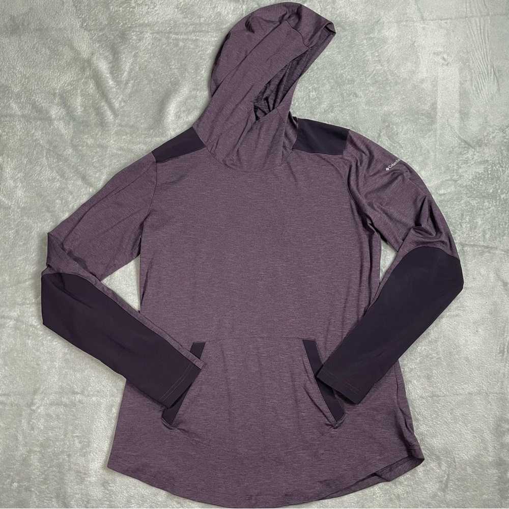 Columbia Shirt Medium Womens Omni-wick Hooded Long Sleeve Athletic Purple